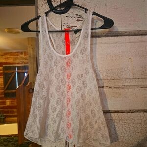 Womens FREE PEOPLE White Lace Women’s Tank Top Racerback Sz XS Extra Small Shirt